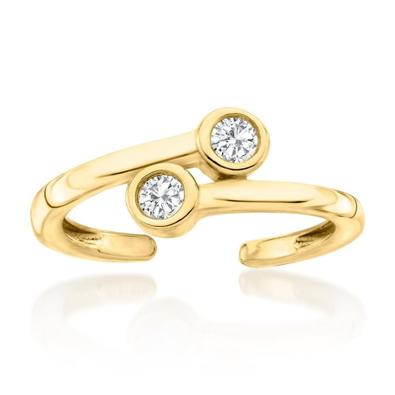 Ross-Simons 0.15 ct. t.w. Bezel-Set Diamond Bypass Toe Ring in 18kt Gold Over Sterling, Women's, Adult