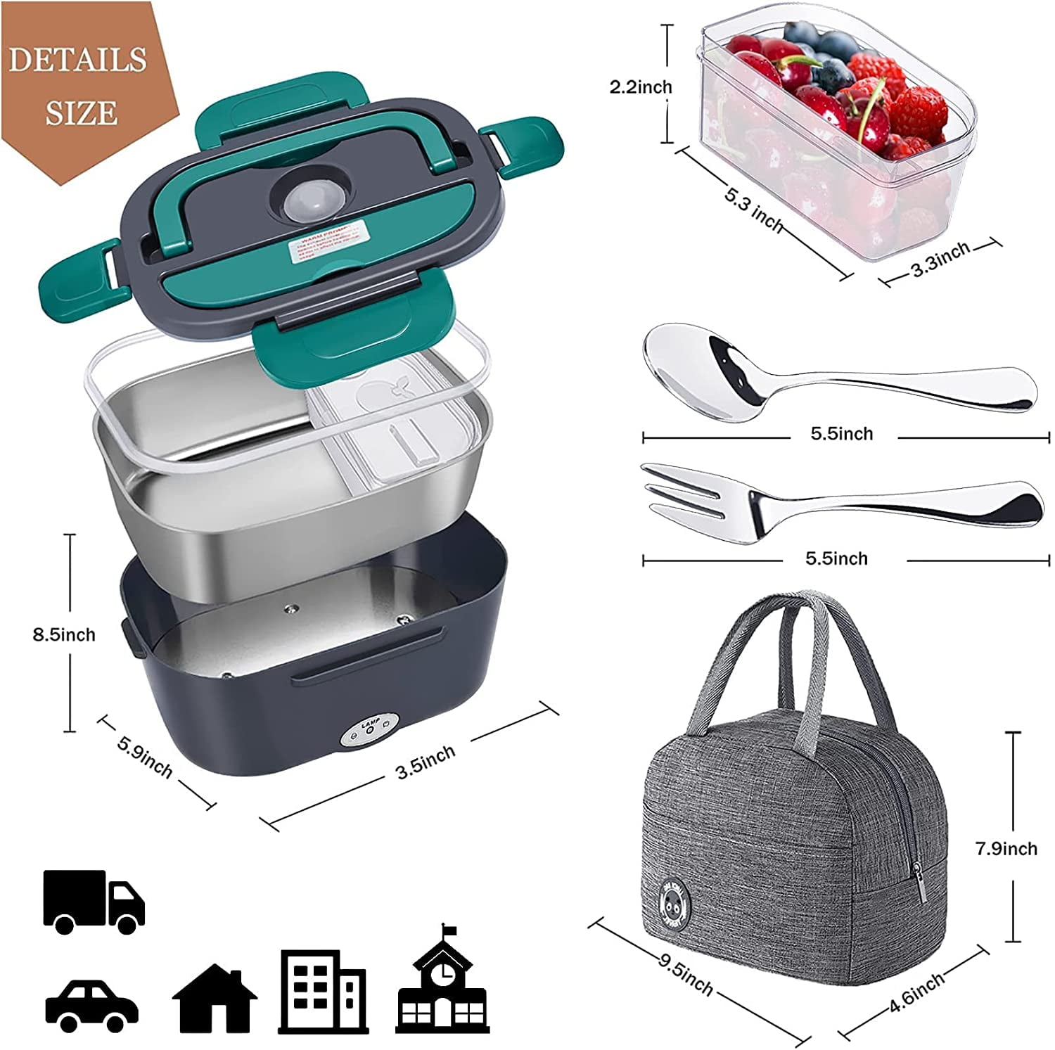 DUPASU Electric Lunch Box, Food Heated 12V 24V 110V Portable Food Warmer  Heater for Car/Truck/Home, …See more DUPASU Electric Lunch Box, Food Heated
