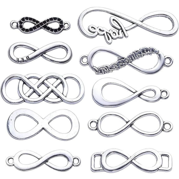50pcs Mixed Infinity Symbol Charms Pendants for Crafting, Jewelry Findings Making Accessory for DIY Necklace Bracelet