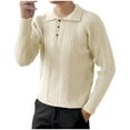 thumbnail image 2 of Men's Slim Fit Sweater, Long Sleeve Turn-Down Collar Knit Pullover, Casual Basic Wear For Fall And Winter, 2 of 9