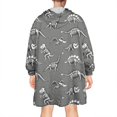 thumbnail image 2 of Wearable Oversized Blanket,Gray Dinosaur Skeletons Fossils Pattern Wearable Blanket Hoodie for Adults,Cozy Hooded Blankets with Super Pockets,Super Warm Fuzzy Pullover for Women & Men, 2 of 6