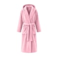 thumbnail image 4 of NominalSnug Women Hooded Fuzzy Fleece Robe Short Plush Robes for Womens with Hood Soft Warm Bathrobe with Belt, 4 of 8