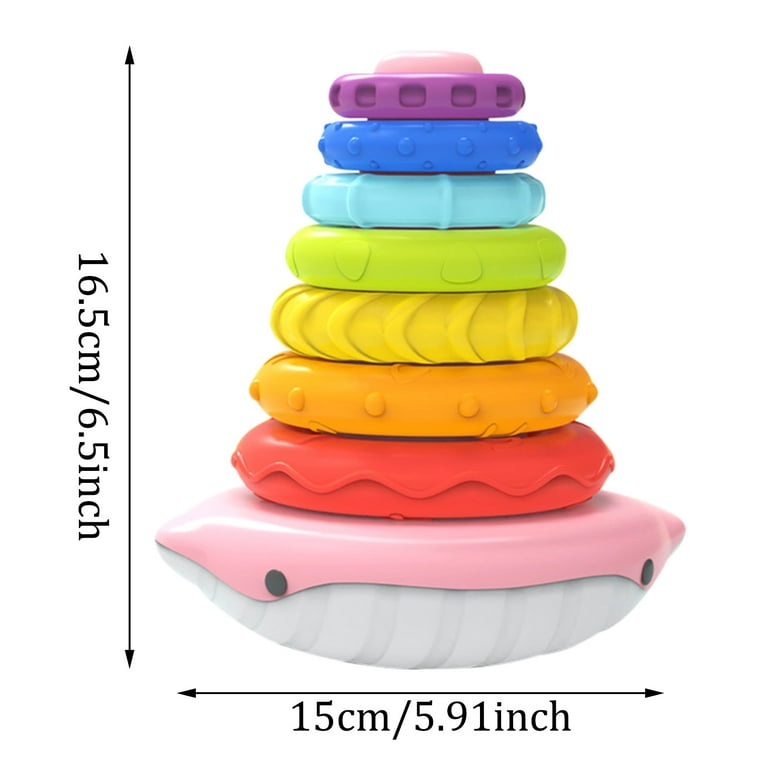 Baby Stacking Toys Age 6 9 12 18+ Months Montessori Toddler Sensory Stacking Toys with Sounds Rainbow Stacking Rings Fine Motor Skills Learning