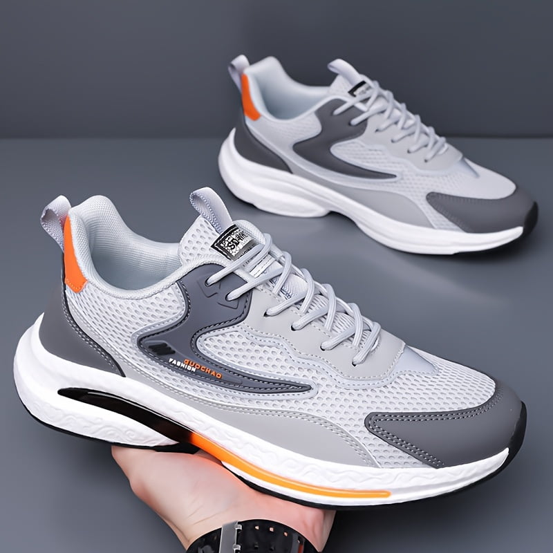Men'S Mesh Sports Shoes, Everyday Outdoor Hiking Shoes, Walking And Running Shoes, Casual Footwear for Men, Available in Gray/Black
