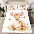 thumbnail image 2 of Castle Fairy Cartoon Deer Twin Sheet Sets 3pcs for Preppy Child,Kawaii Jungle Animal Twin Fitted Sheet Microfiber,Floral Flowers Butterflies Breathable Flat Sheet,Microfiber Bedroom Decor, 2 of 7