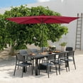 thumbnail image 5 of Patio Umbrella, 6.6 x 9.8ft Rectangular Outdoor Table Market Umbrella with Push Button Tilt/Crank, Water/Sand Self-Filled Umbrella Base Included, Dark Red, 5 of 8