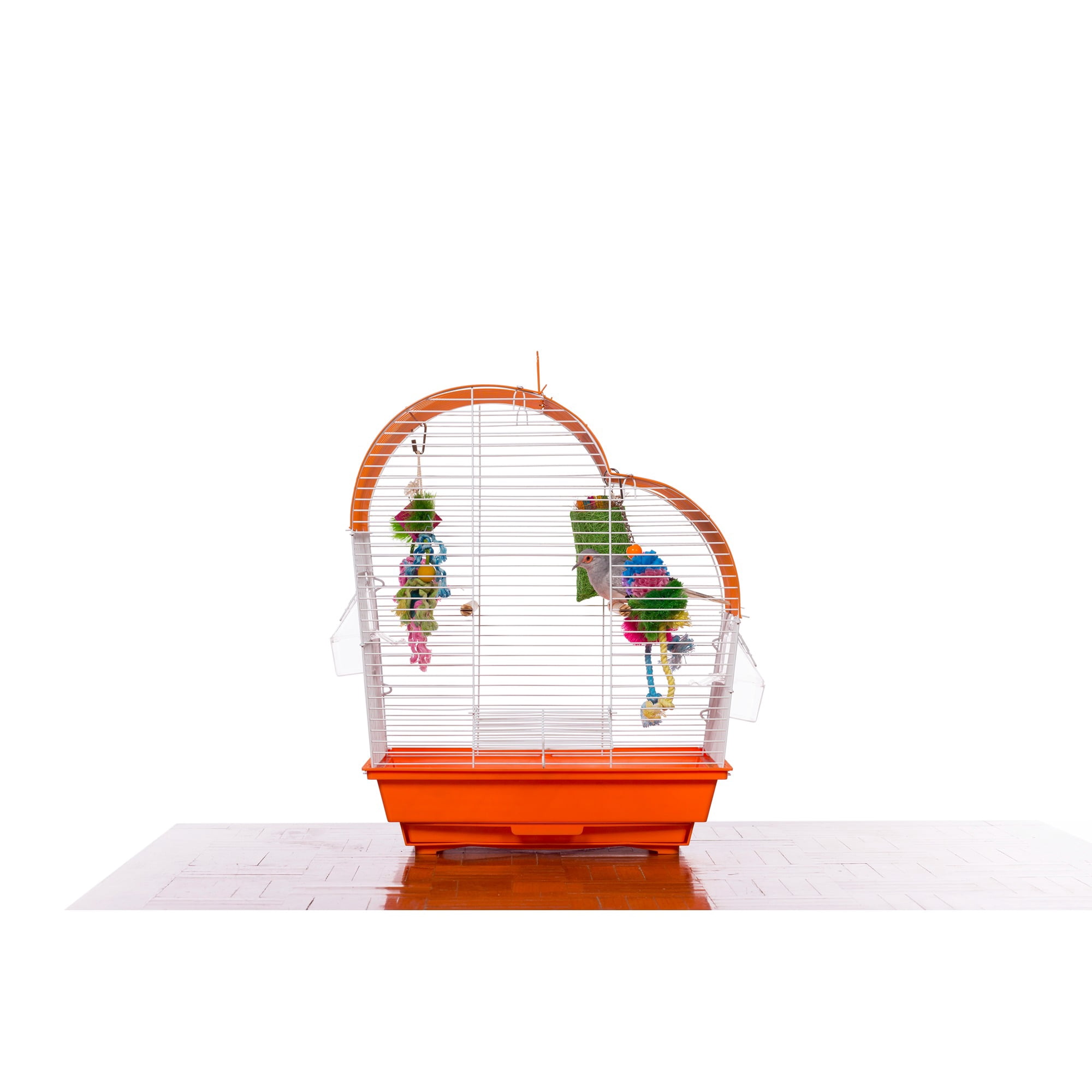 Prevue Pet Products Palm Beach Waterfall Roof Orange & White Bird Cage SP21003O/W