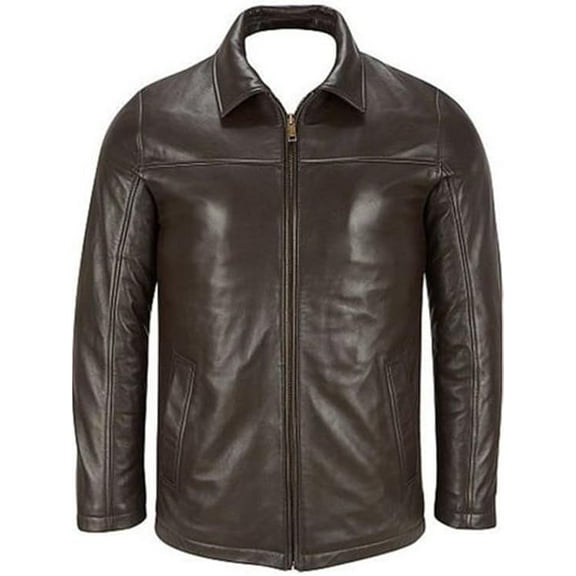 Men's Genuine Lambskin Leather Brown Jacket Slim fit Biker Motorcycle jacket A442