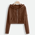 thumbnail image 2 of Cropped Hoodie Women Zip up Long Sleeve Sweatshirts Casual Fashion Hooded Workout Jacket Crop Top Casual Basic Gym Workout Sport QURATI 3Xl, 2 of 4