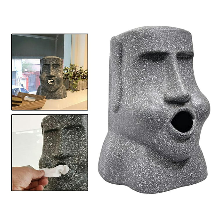 Easter Island Heads Tissue Box Holder, Moai Sculpture Creative