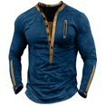 thumbnail image 3 of MiYuan Mens Distressed Henley Raglan Long Sleeve Shirts Front Placket Retro Long Sleeve Tee Shirts Casual Button down Washed T-Shirts for Men, 3 of 5
