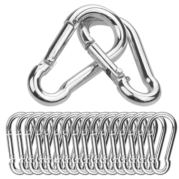 AKOLAFE 60 Pack Spring Snap Hook, 2 Inch Zinc-Galvanized Steel Spring Clips, M5 Keychain Quick Links, 220lbs Load Capacity Heavy Duty Carabiner Clips