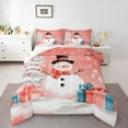 thumbnail image 5 of Homewish Winter Cute Snowman Bedding Comforter Set, Orange Cartoon Christmas Twin Comforter Sets, Teens Kids Girls Boys Reversible Bedding Set, Breathable Home Decor, 2pcs, 5 of 8