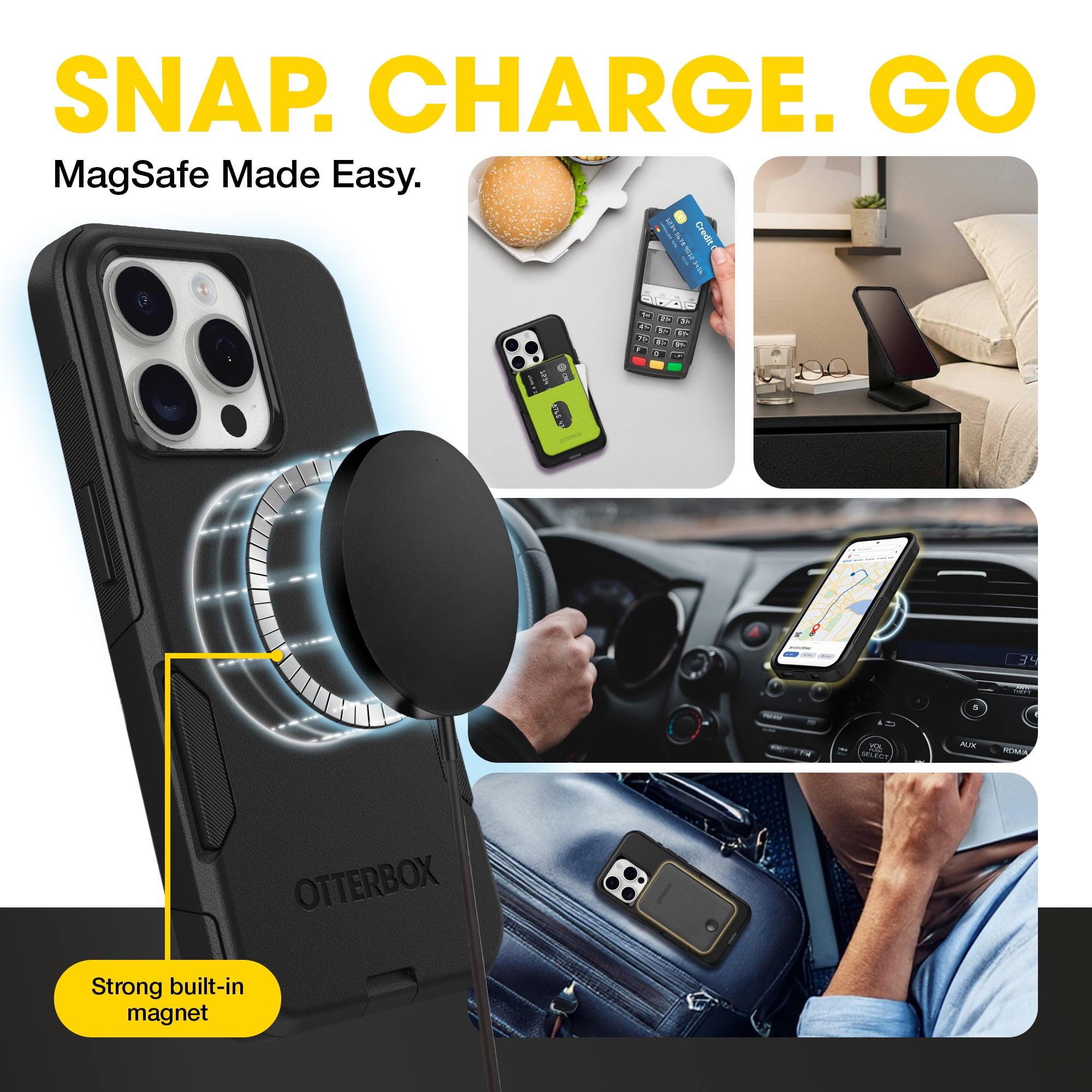 OtterBox iPhone 15 Pro Commuter Series Case - MagSafe Edition - Black, Slim & Tough, Pocket-Friendly, with Port Protection