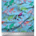 thumbnail image 1 of Soimoi Blue Cotton Duck Fabric Stamp & World Map Printed Fabric 1 Yard 42 Inch Wide, 1 of 3