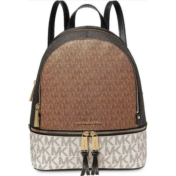 Michael Kors Women's Backpack Logo Print Canvas 100% Polyester Michael Kors Backpack, Husk