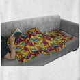 thumbnail image 6 of Psychedelic Soft Flannel Fleece Blanket, Colorful Rainbow Pattern with Stripes and Curves Abstract Grunge Illustration, Cozy Plush for Indoor and Outdoor Use, 60" x 80", Multicolor, by Ambesonne, 6 of 6