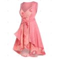 thumbnail image 3 of Vestido de Escote de Plegado Oblicuo con Estampado Floral de Talla Extra Rosegal  Vestidos casuales de talla grande, 3 of 5