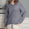 PEONAVET Chandails pour Femmes Blouses Décontractées à Blocs de Couleur Manches Longues Col Rond Hauts/chemises