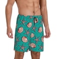 thumbnail image 2 of Bixox Men's Starfish and Shell printed lightweight casual shorts, soft sleep shorts with pockets., 2 of 7
