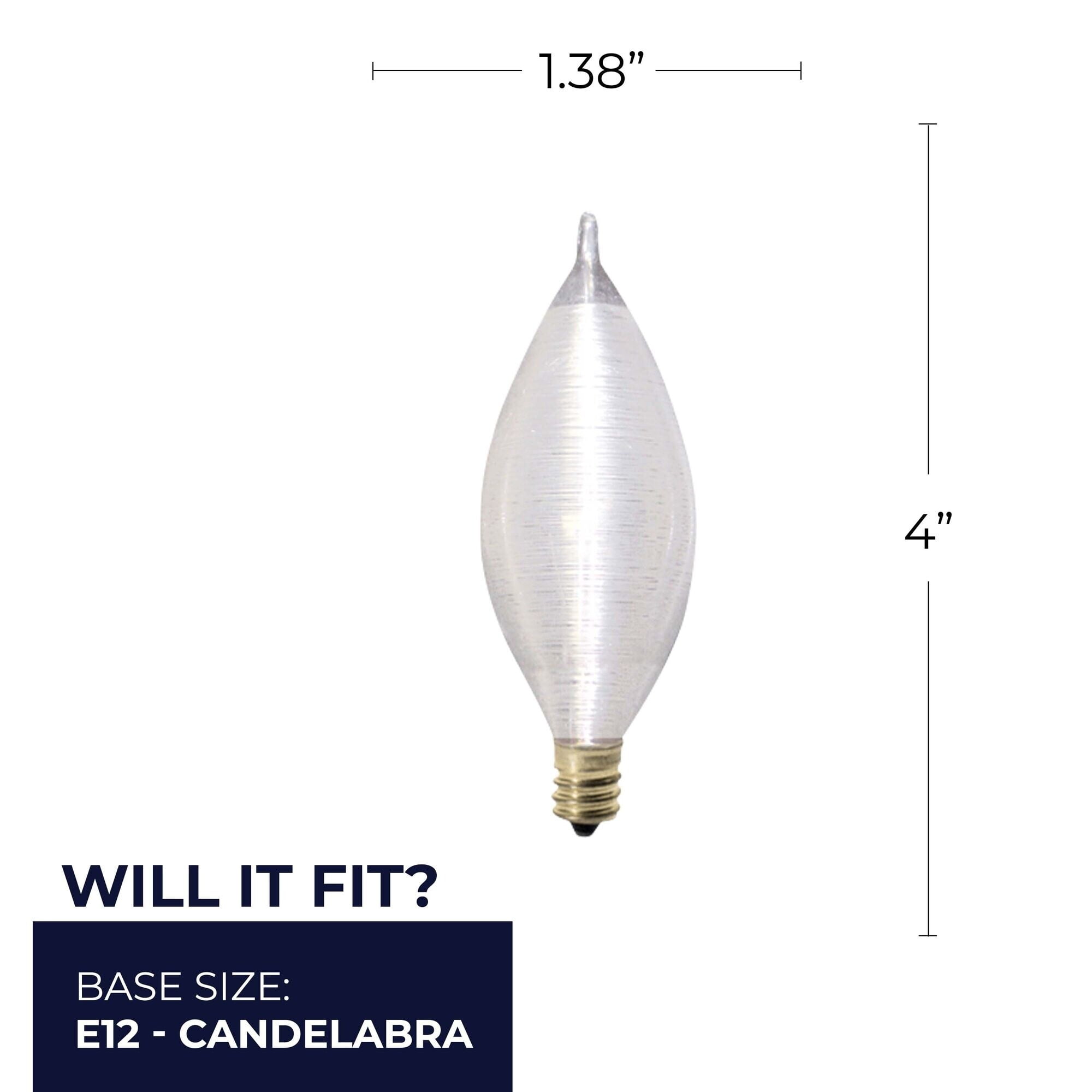 Bulbrite Pack of (25) 25 Watt Dimmable Satin Finish C11 Spunlite Incandescent Light Bulbs with Candelabra (E12) Base