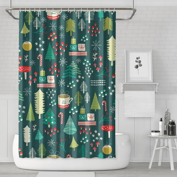 Shower Curtain for Bathroom Red Christmas Shower Curtains Durable Funny Bathroom Curtains Hooks Included,72x72Inch