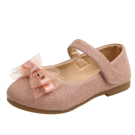 

OVINYER Princess Shoes Girls Single Kids Leather Bling Toddler Butterfly Knot Lace Baby Shoes Casual Cute Prewalker Footwear Classic First Walker