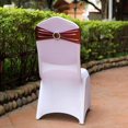 thumbnail image 2 of Efavormart 5 pack Metallic Spandex Chair Sashes With Attached Round Diamond Buckle for Wedding Party Ceremony Reception Decorations - Burgundy, 2 of 11