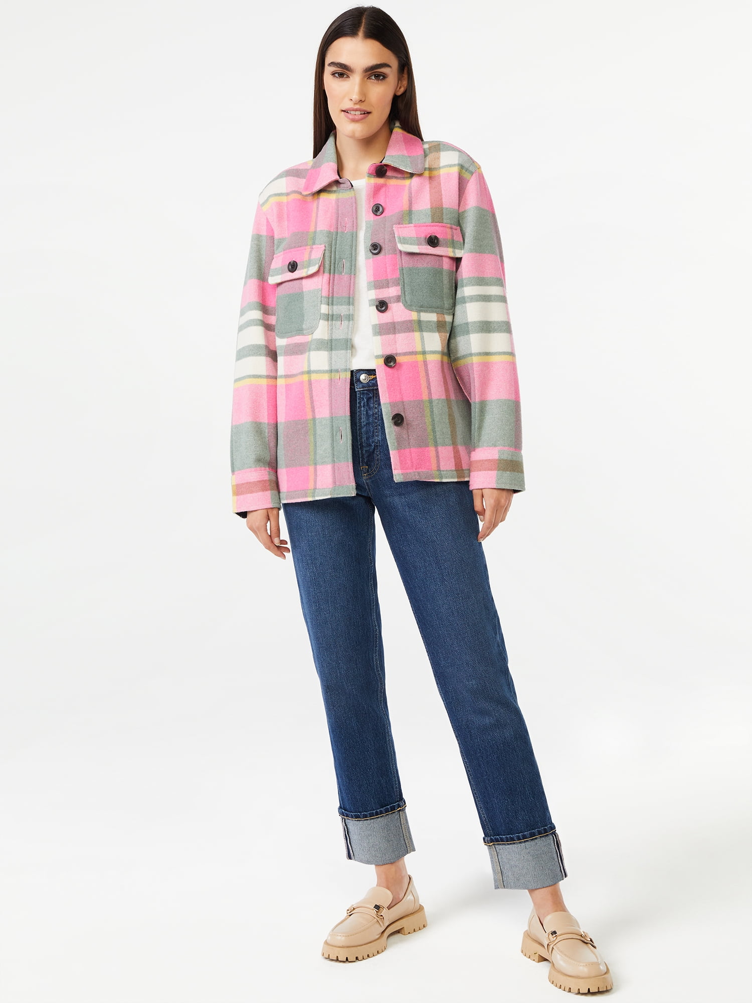 Free Assembly Women's Wool Blend Shirt Jacket