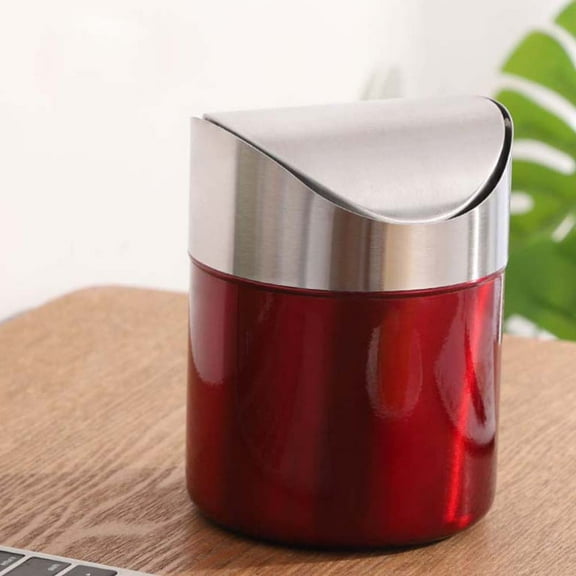 Masteelf Stainless Steel Trash Can for Home with Use and Compact Size Red Silver