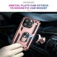 thumbnail image 6 of SaniMore Tri-layer Case for iPhone 14 Pro Max 6.7" 2022, 360° Rotating Holder/Kickstand Rugged PC Back + TPU Bumper Magnetic Car Mount Anti-fingerprint Anti-fall Heavy Duty Protective Case, Rosegold, 6 of 7