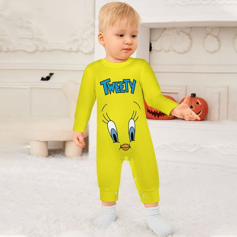 Looney Tunes Tweety Bird Cute Baby Rompers One-Piece Long Sleeve