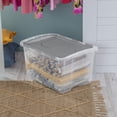thumbnail image 4 of Sterilite 48 Quart Medium Storage Bin with Hinge Lid, Clear Plastic FlipLid Storage Container, Gray, 4 of 11