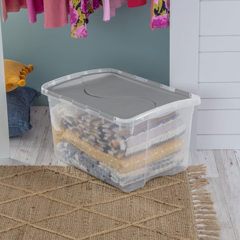 Sterilite 48 Qt Clear Plastic Storage Bin with Hinged Lid photo 4