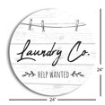 thumbnail image 3 of Laundry Help Wanted White Woodgrain 24 inch Glass Round Wall Hanging Sign, 3 of 4