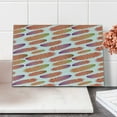 thumbnail image 2 of Feathers Cutting Board, Fluffy Feather in Symmetrical Tile Pattern with Color Details, Decorative Tempered Glass Cutting and Serving Board, Small Size, Salmon Purple Green, by Ambesonne, 2 of 5