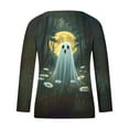 thumbnail image 5 of yoeyez Halloween T Shirts for Women Long Sleeve V Neck Lightweight Tees Loose Fashion Casual Fall Tunic Tops Dark Gray,XXL, 5 of 6