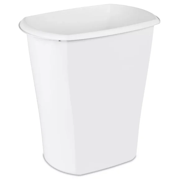 10 Gal. Rectangular Wastebasket, Plastic, Kitchen, White