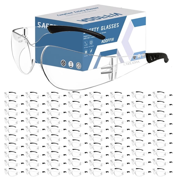 Gafas de seguridad AOOFFIV transparentes a granel de 80 lentes ANSI Z87.1