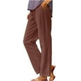 thumbnail image 2 of Dazajoo Womens Jogger Pants with Pockets Classic Solid Color Straight Leg Outdoor Sweatpants 2024 Fall Lightweight Elastic Waisted Trousers for Women Prime Today,Brown,XXXL, 2 of 5
