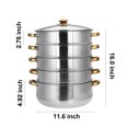 thumbnail image 2 of 2/3/4/5 Tiers Stainless Steel Steamer Pot Food Veg Cooker Pot Cooking Pan Steaming Pot Dim Sum Cookware Steamer Kit 28/30cm, 2 of 14