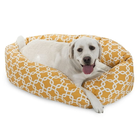 Majestic Pet | Links Sherpa Bagel Pet Bed For Dogs, Yellow, Large