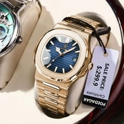 Poedagar luxury man wristwatch business stainless steel quartz men watch waterproof luminous date Square men's watches clock box
