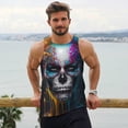 thumbnail image 6 of Logiee Modern Abstract Colorful Skull Print Men's Workout Tank Top,Quick Dry Workout Tank Top,Gym Muscle Tee,Fitness Bodybuilding Sleeveless T Shirt-, 6 of 7