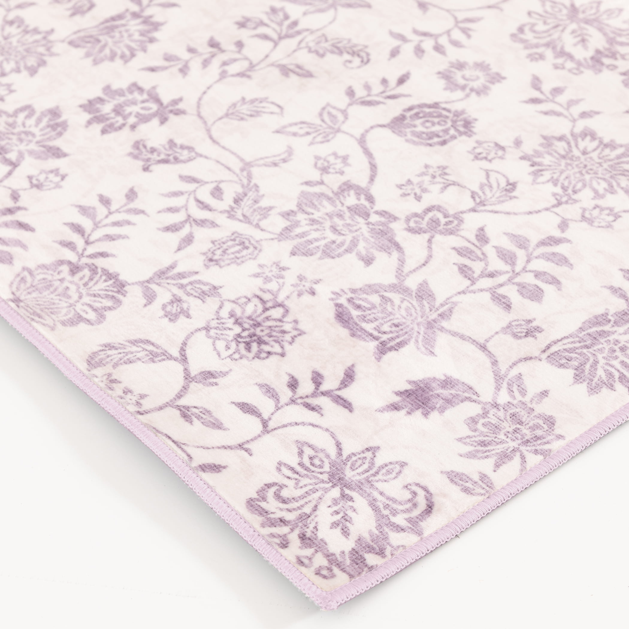 Mainstays Lavender Floral Faux Fur Indoor Accent Rug, 36"x56"