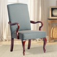 thumbnail image 3 of Comfort Pointe Derby Blue Jacquard Fabric Solid Wood Gooseneck Arm Chair, 3 of 7
