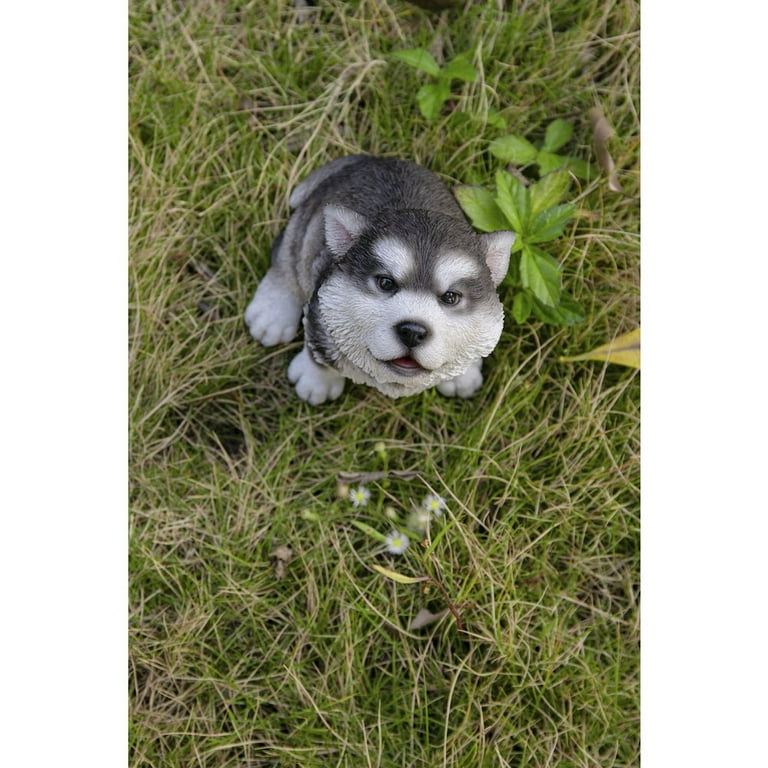 Statuetta Cucciolo Di Alaskan Malamute Che Ulula – Hi-Line Gift Ltd – In Poliresina, Per Interni Ed Esterni