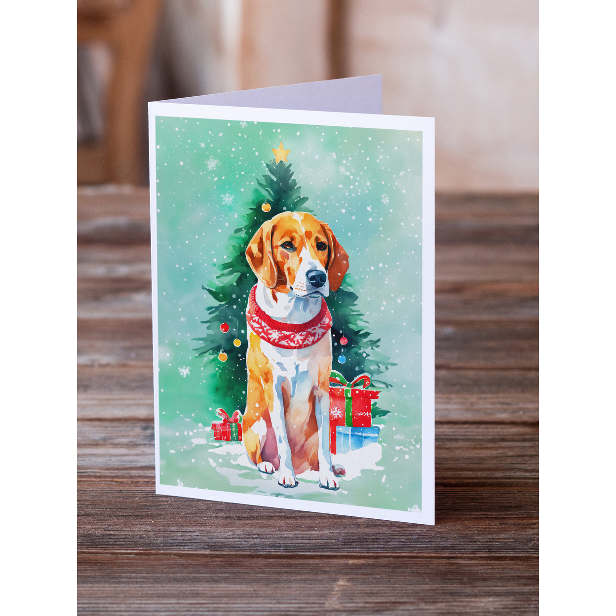 English Foxhound Christmas Greeting Cards Pack of 8 7 in x 5 in