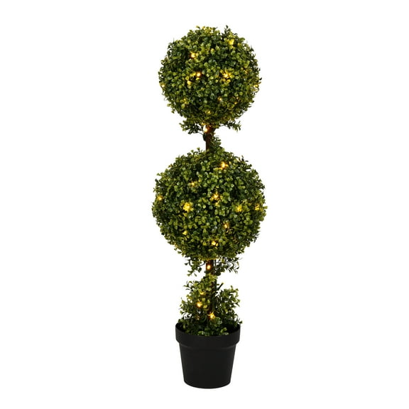 Vickerman 3' Artificial Double Ball Green Boxwood Topiary.
