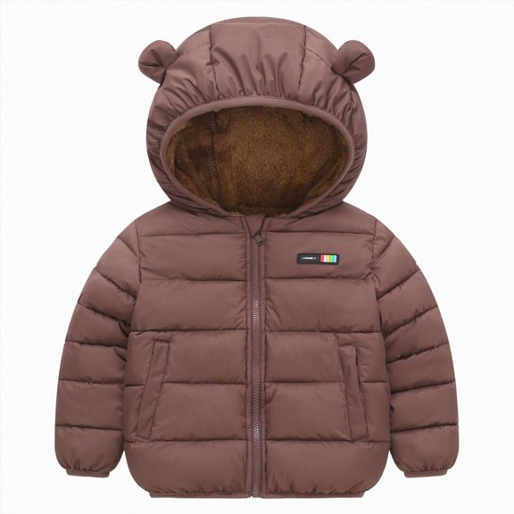 Ymyiu Baby Winter Coat Baby Boys Insulated Hooded Zip-Up Jacket 3T 4T(Coffee, 3-4 Years)
